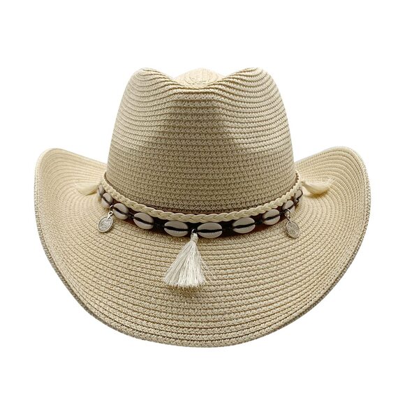 1394 Western Straw Cowboy Hat For Women Beach Sun Men Wide Brim Fedora main image 4